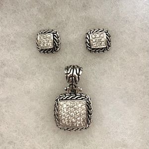 Cubic Zirconia and Sterling Silver Pendant and matching Earrings